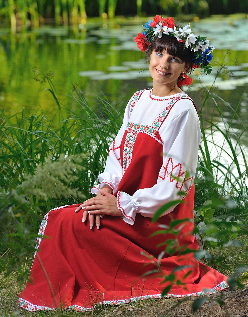 Beautiful girl Girls in Slavic costumes in Johannesburg